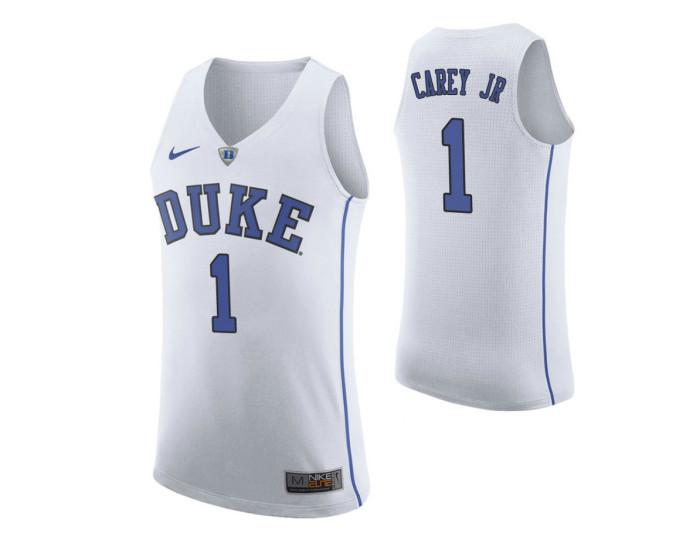 Duke Blue Devils #1 Vernon Carey Jr. White Authentic College Basketball Jersey