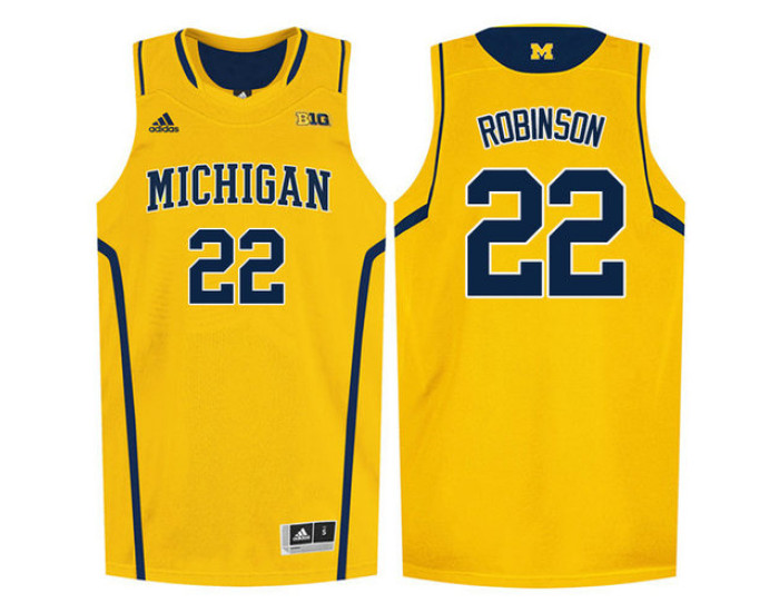 Youth Michigan Wolverines #22 Duncan Robinson Replica College Basketball Jersey Gold