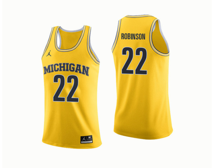 Michigan Wolverines #22 Duncan Robinson Replica College Basketball Jersey Yellow