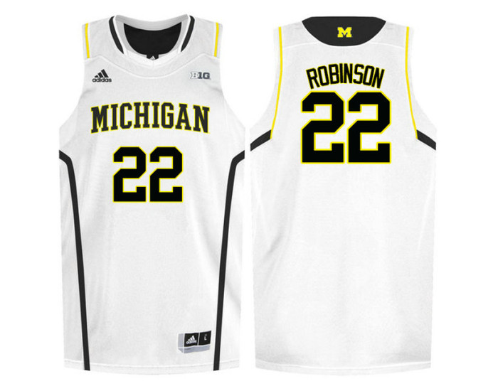 Michigan Wolverines #22 Duncan Robinson Replica College Basketball Jersey White