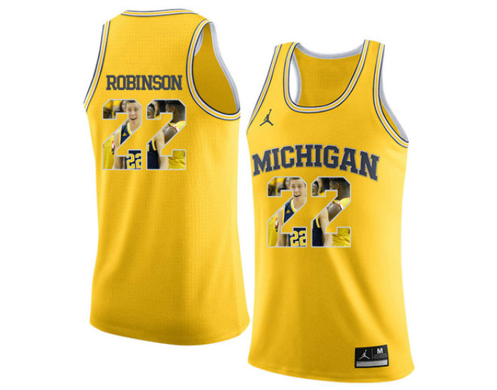 Michigan Wolverines #22 Duncan Robinson Replica College Basketball Jersey Yellow