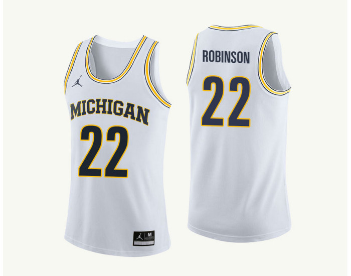Michigan Wolverines #22 Duncan Robinson Authentic College Basketball Jersey White