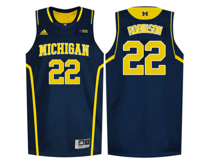 Youth Michigan Wolverines #22 Duncan Robinson Replica College Basketball Jersey Navy