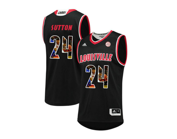 Louisville Cardinals #24 Dwayne Sutton Authentic College Basketball Jersey Black