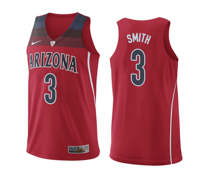 Arizona Wildcats #3 Dylan Smith Authentic College Basketball Jersey Red