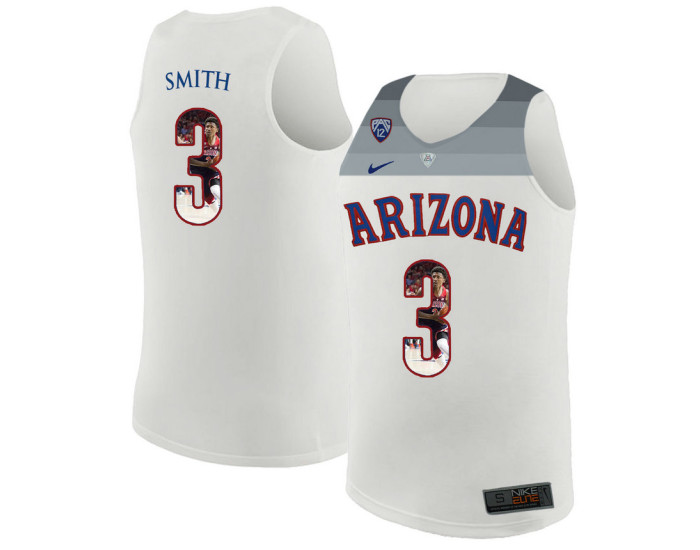 Arizona Wildcats #3 Dylan Smith Replica College Basketball Jersey White