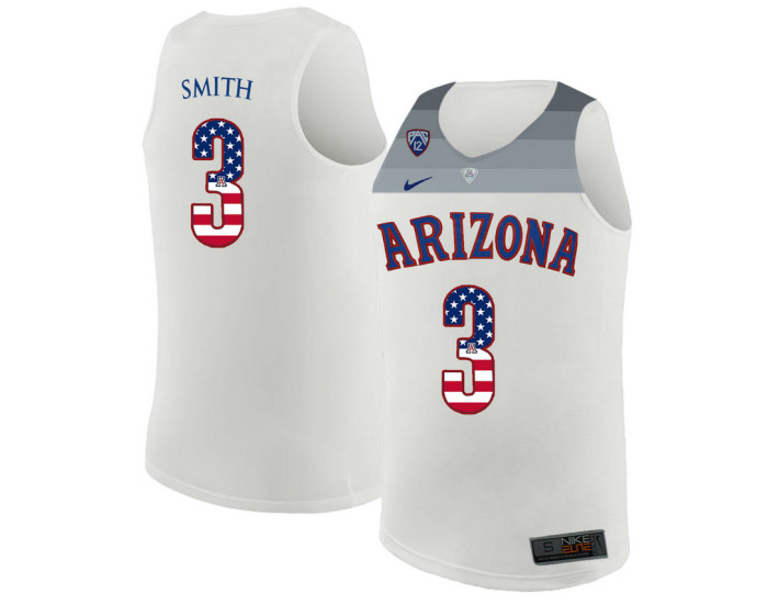 Youth Arizona Wildcats #3 Dylan Smith Replica College Basketball Jersey White