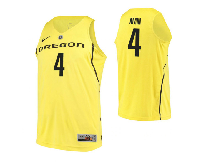 Oregon Ducks #4 Ehab Amin Authentic College Basketball Jersey Yellow