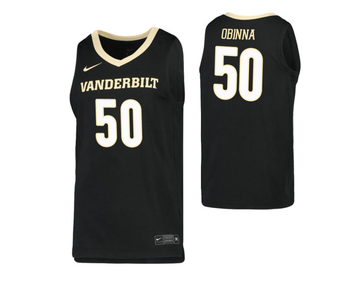 Ejike Obinna Authentic College Basketball Jersey Black Vanderbilt Commodores