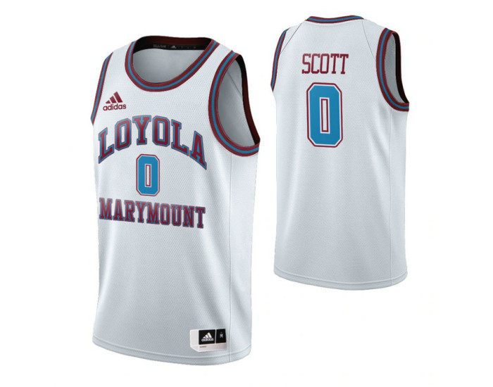 Youth Loyola Marymount Lions 0 Eli Scott Throwback Authentic College Basketball Jersey White