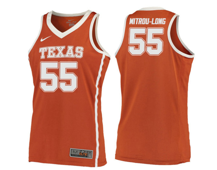 Texas LongHorns #55 Elijah Mitrou-Long Replica College Basketball Jersey Orange