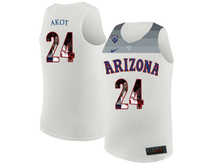 Arizona Wildcats #24 Emmanuel Akot Authentic College Basketball Jersey White