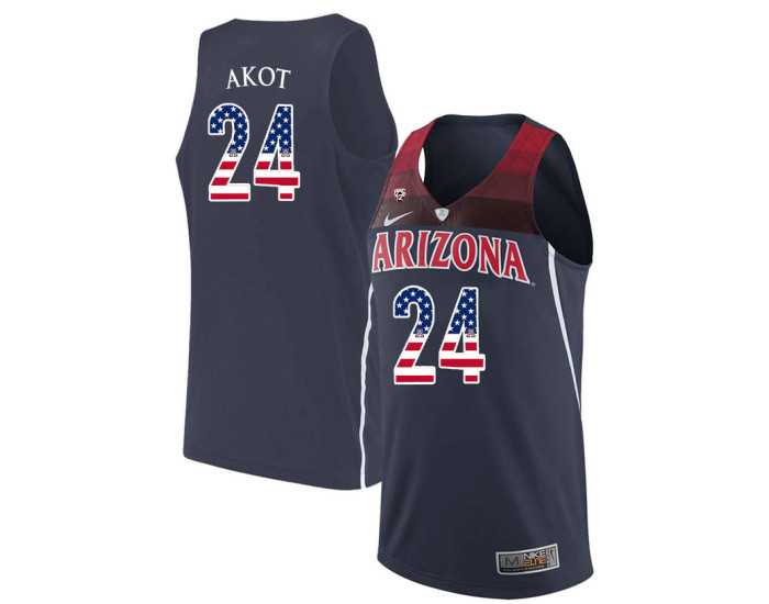 Youth Arizona Wildcats #24 Emmanuel Akot Authentic College Basketball Jersey Navy