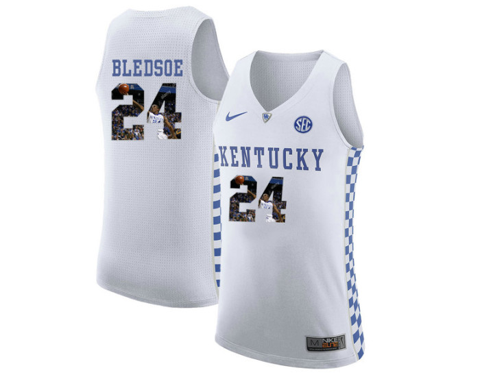 Kentucky Wildcats #24 Eric Bledsoe Authentic College Basketball Jersey White