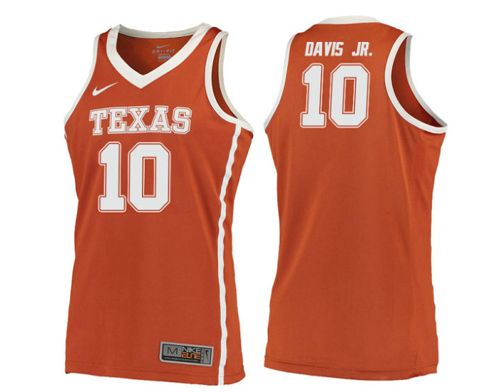 Texas Longhorns #10 Eric Davis Jr. Replica College Basketball Jersey Orange