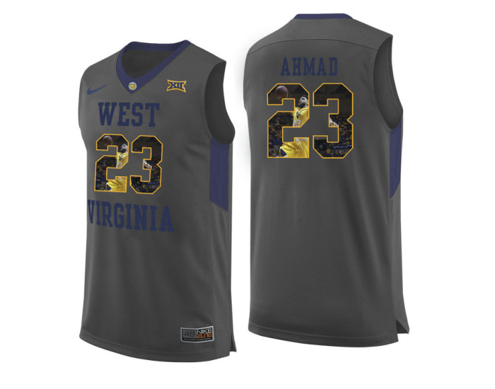 West Virginia Mountaineers #23 Esa Ahmad Replica College Basketball Jersey Gray