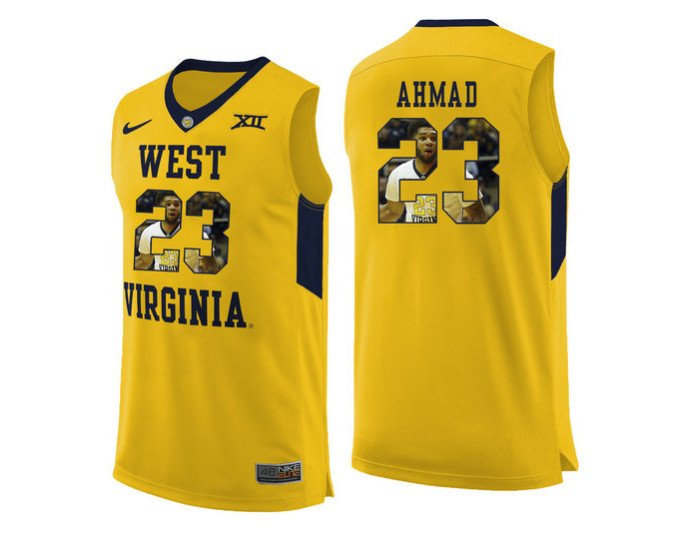 West Virginia Mountaineers #23 Esa Ahmad Authentic College Basketball Jersey Yellow