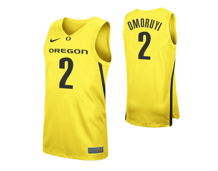 Oregon Ducks #2 Eugene Omoruyi Yellow Replica College Basketball Jersey