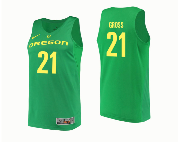Youth Oregon Ducks #21 Evan Gross Authentic College Basketball Jersey Green
