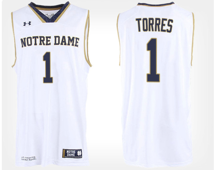 Notre Dame Fighting Irish #1 Austin Torres White Road Authentic College Basketball Jersey