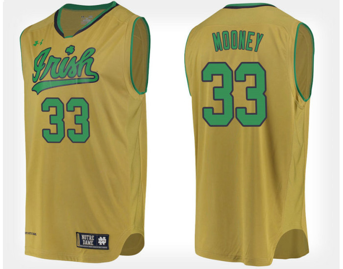 Notre Dame Fighting Irish #33 John Mooney Gold Alternate Authentic College Basketball Jersey