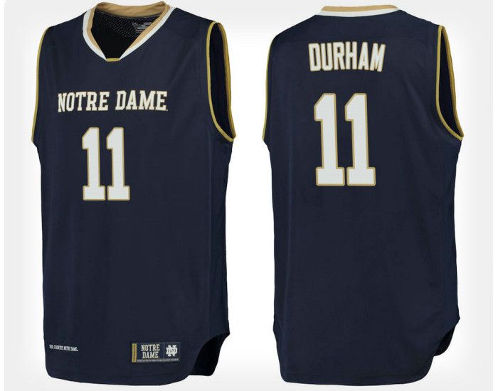 Notre Dame Fighting Irish #11 Juwan Durham Navy Home Replica College Basketball Jersey