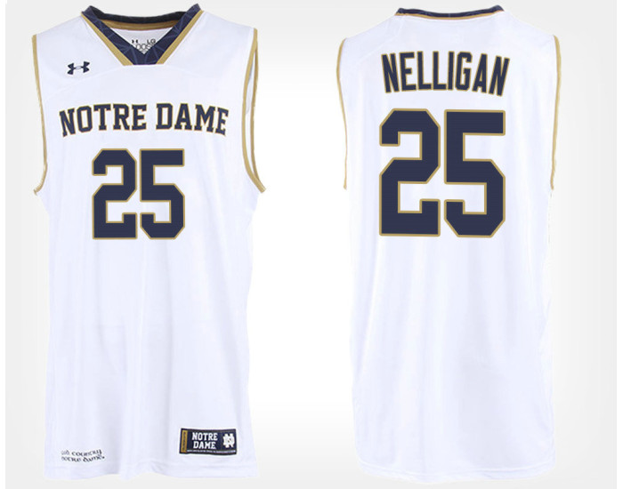 Youth Notre Dame Fighting Irish #25 Liam Nelligan White Road Replica College Basketball Jersey