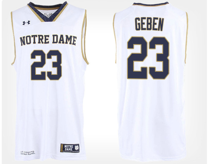 Notre Dame Fighting Irish #23 Martinas Geben White Road Replica College Basketball Jersey