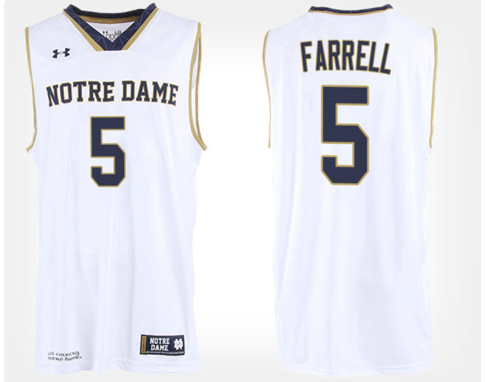 Youth Notre Dame Fighting Irish #5 Matt Farrell White Road Authentic College Basketball Jersey