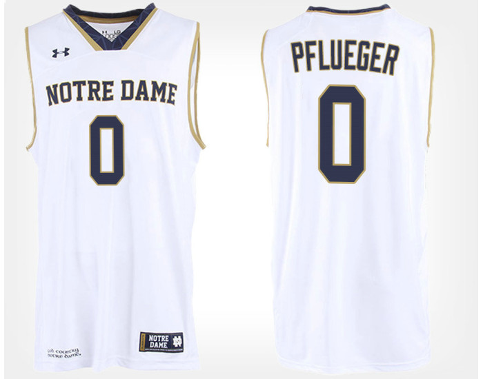 Notre Dame Fighting Irish #0 Rex Pflueger White Road Replica College Basketball Jersey