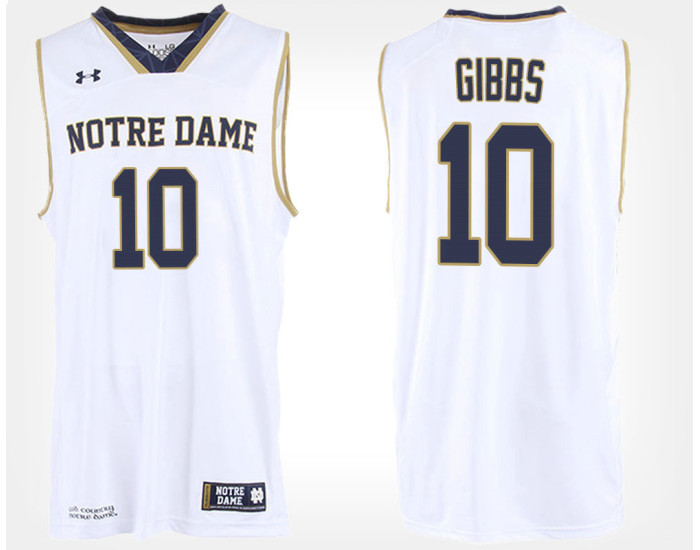 Notre Dame Fighting Irish #10 T.J. Gibbs White Road Replica College Basketball Jersey