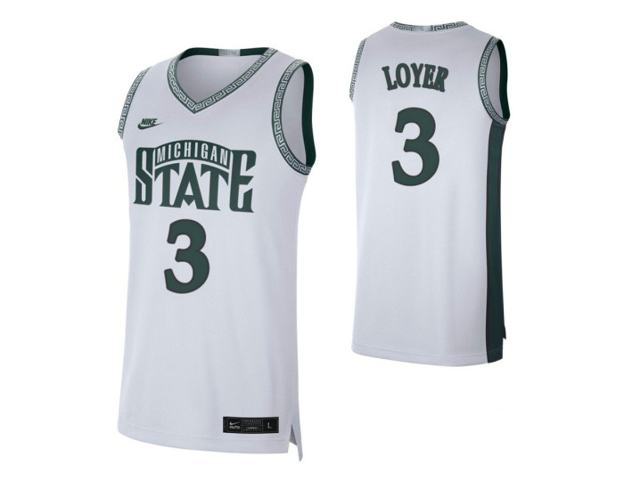 Youth Michigan State Spartans #3 Foster Loyer White Replica College Basketball Jersey