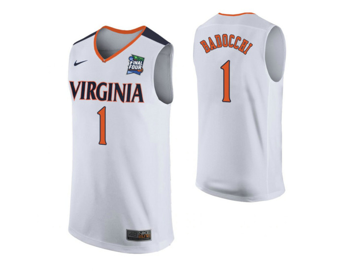 Virginia Cavaliers #1 Francesco Badocchi White Authentic College Basketball Jersey