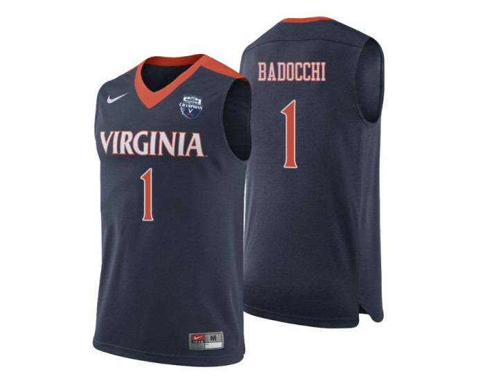 Virginia Cavaliers #1 Francesco Badocchi Navy Authentic College Basketball Jersey
