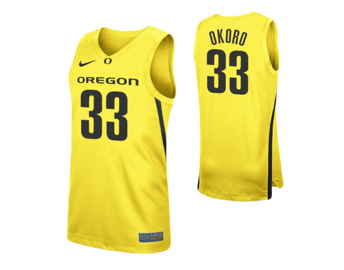 Francis Okoro Replica College Basketball Jersey Yellow Oregon Ducks