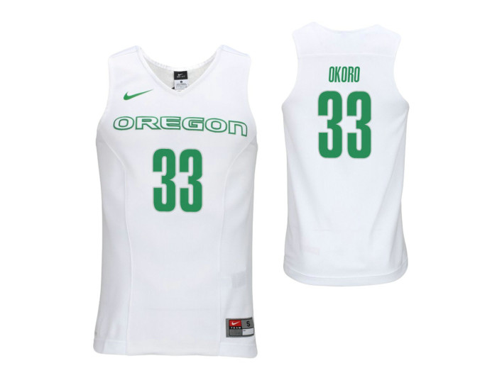 Oregon Ducks #33 Francis Okoro White Replica College Basketball Jersey