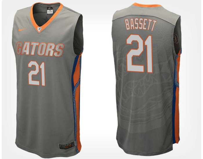 Youth Florida Gators #21 Dontay Bassett Gray Road Replica College Basketball Jersey