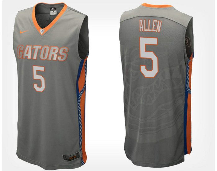 Florida Gators #5 KeVaughn Allen Gray Road Authentic College Basketball Jersey