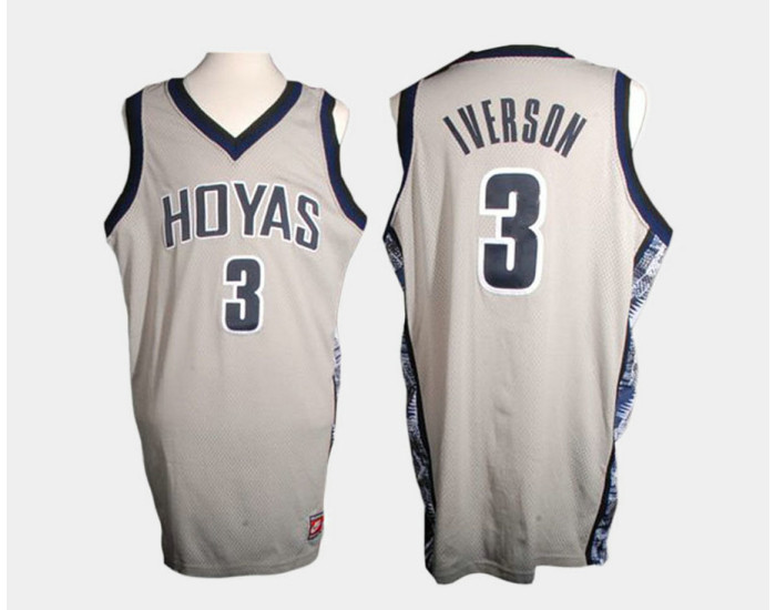 Georgetown Hoyas #3 Allen Iverson Gray Home Replica College Basketball Jersey
