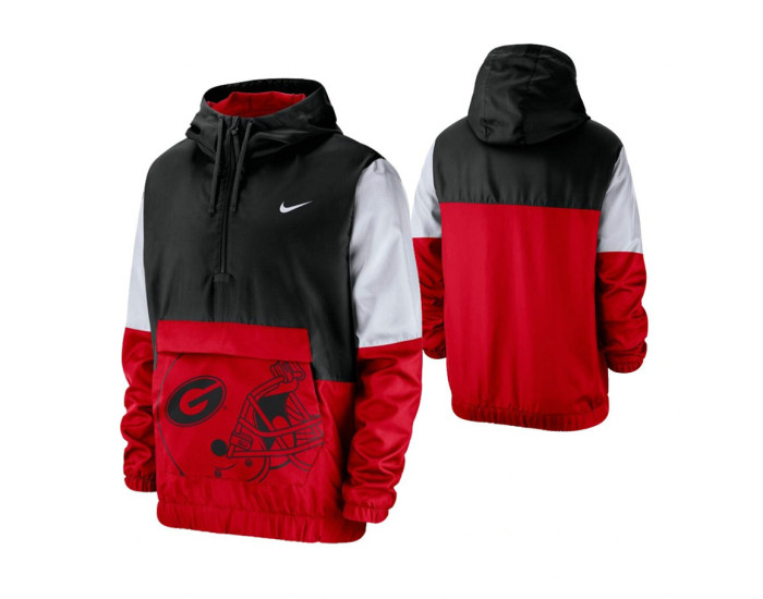 Georgia Bulldogs Black Colorblock Anorak Quarter-Zip Jacket