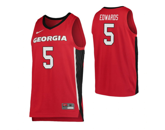 Georgia Bulldogs #5 Anthony Edwards Red Authentic College Basketball Jersey