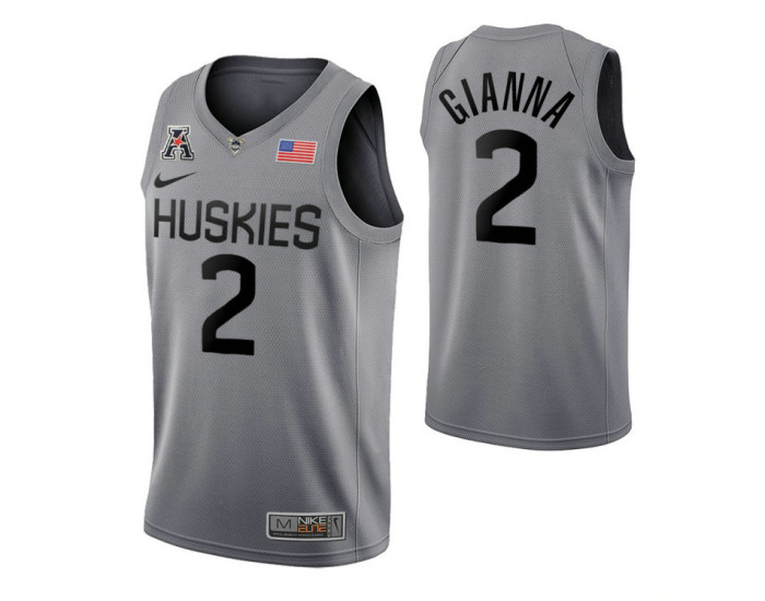 UConn Huskies #2 Gianna Bryant Gray Replica College Basketball Jersey