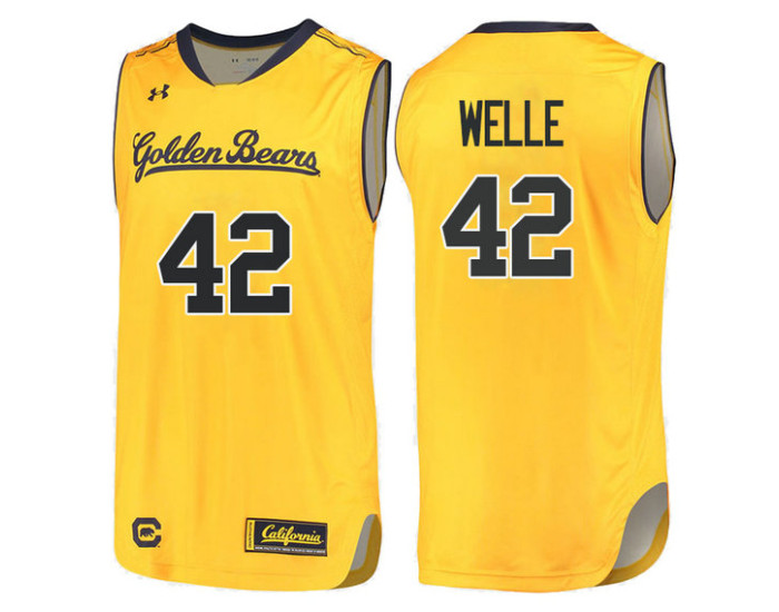 California Golden Bears #42 Cole Welle Authentic College Basketball Jersey Gold