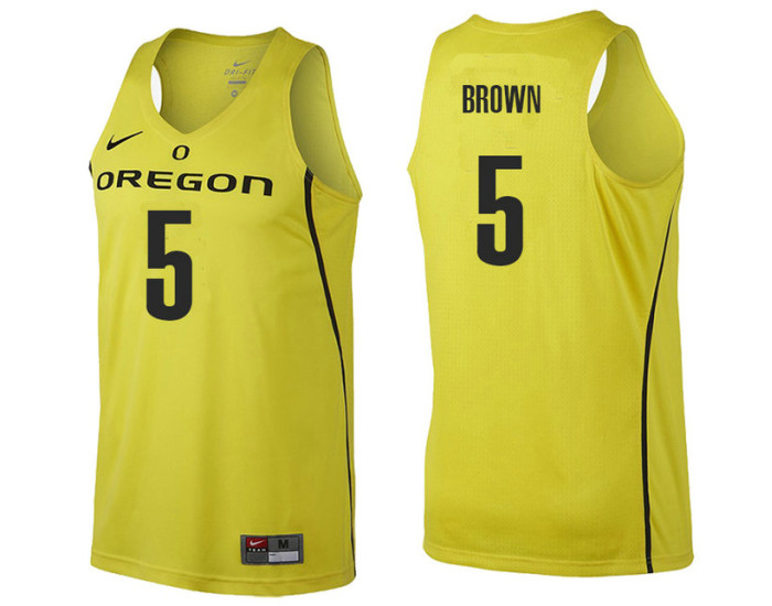 Oregon Ducks #5 Elijah Brown Authentic College Basketball Jersey gold