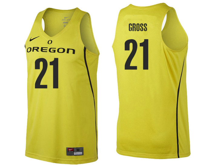 Youth Oregon Ducks #21 Evan Gross Replica College Basketball Jersey gold