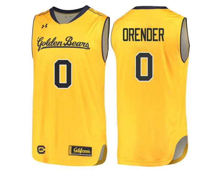 California Golden Bears #0 Jacob Orender Replica College Basketball Jersey Gold