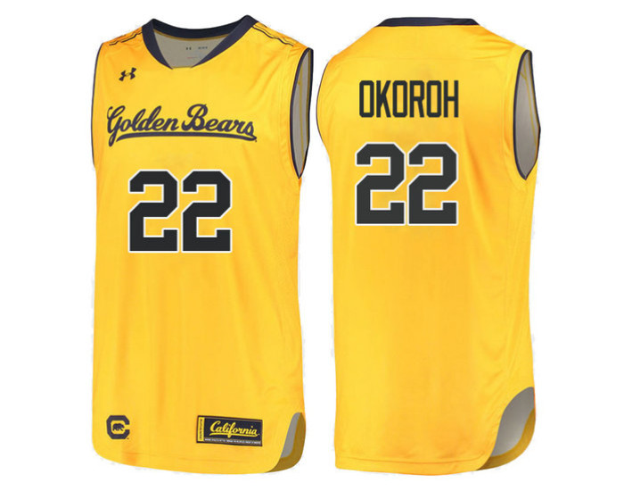 California Golden Bears #22 Kingsley Okoroh Authentic College Basketball Jersey Gold
