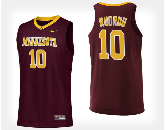 Minnesota Golden Gophers #10 Brady Rudrud Maroon Home Authentic College Basketball Jersey