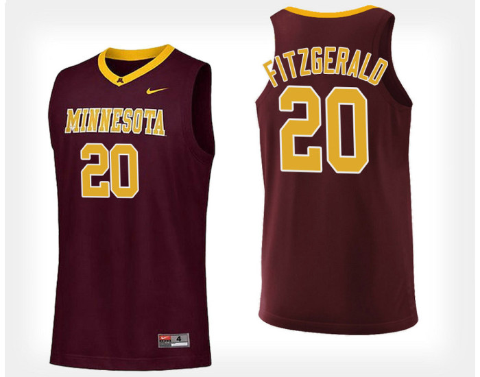 Youth Minnesota Golden Gophers #20 Davonte Fitzgerald Maroon Home Replica College Basketball Jersey