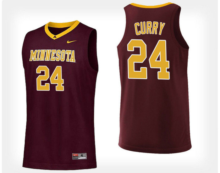 Youth Minnesota Golden Gophers #24 Eric Curry Maroon Home Replica College Basketball Jersey
